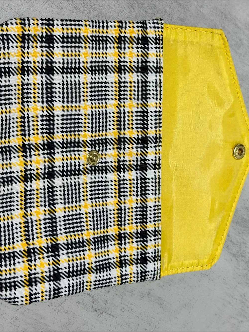 Ipsy y2k Tan and Yellow Plaid Envelope Clutch - Women's Bag